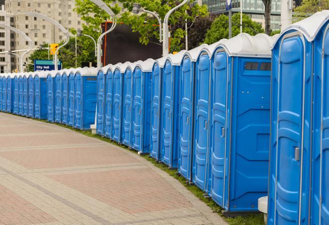 Seasonal porta potty units set up at a El Dorado, Arkansas venue